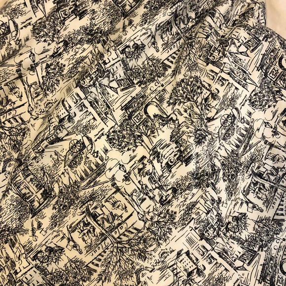 Ann Taylor LOFT Sz 8P Paris Cafe Print structured knee length a line Dress - Picture 7 of 7